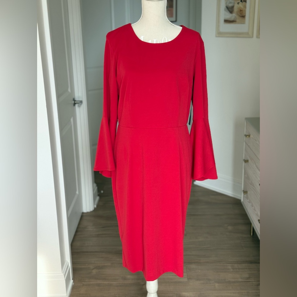 New York & Company Red Long Sleeve Dress